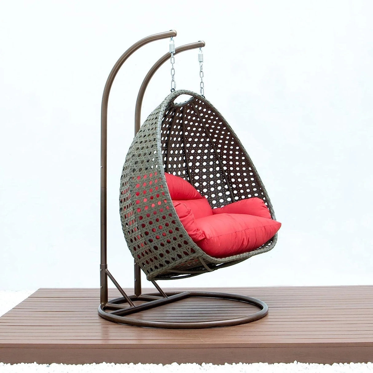 Double Seater Hanging Swing Chair (Dark Brown/Red)
