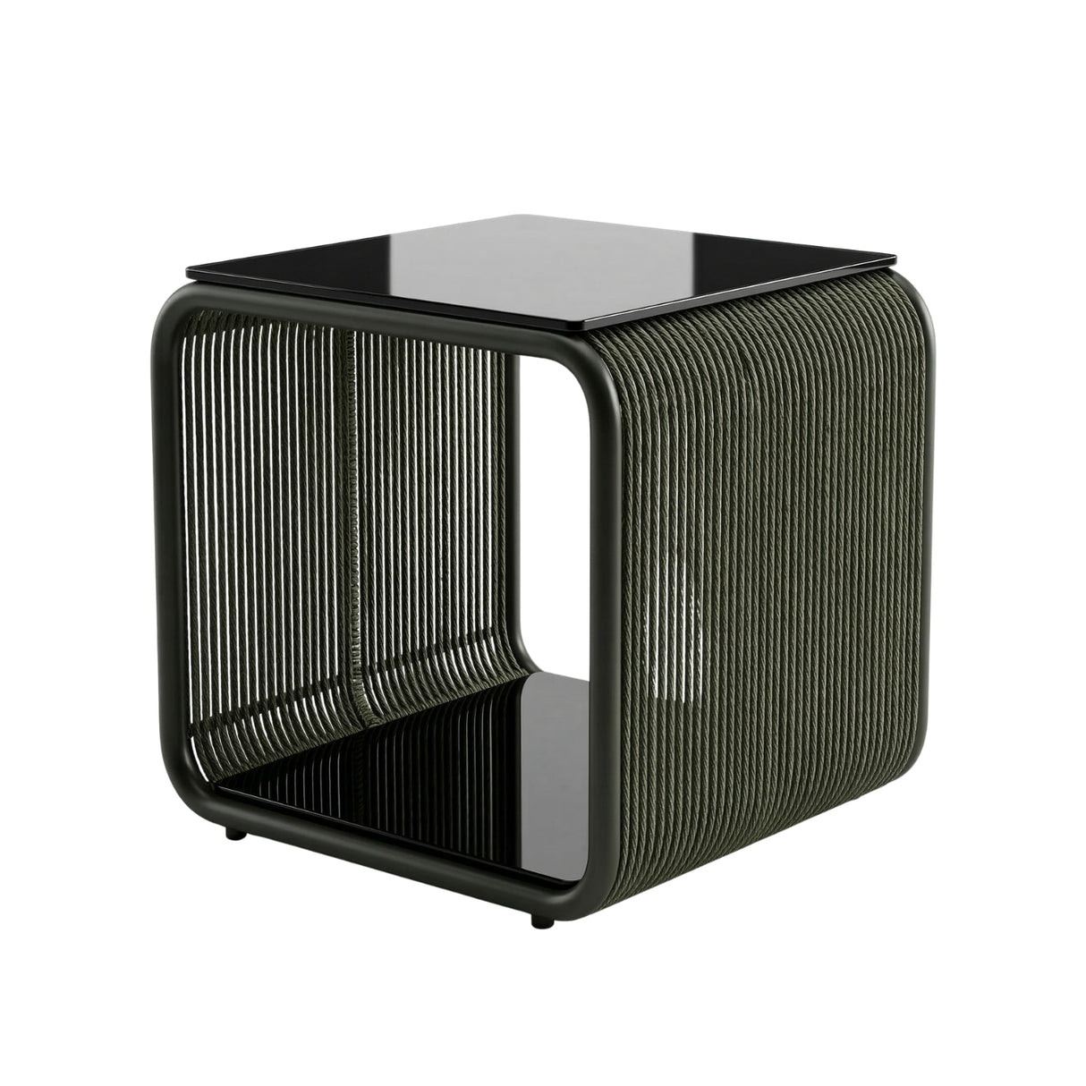 Outdoor Rope Lounge Chair With 2-Tier Table