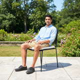 Outdoor Rope Dining Chair with Cushion (Black & White)