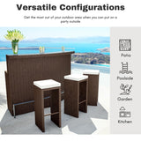3-Seater Outdoor Rattan Wicker Bar Set