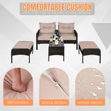 Outdoor Wicker 5-Piece Patio Sofa Set
