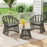 Outdoor Rope 3-Piece Patio Set (Grey & Dark Grey)