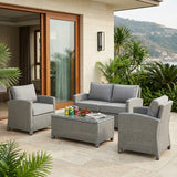 4 Pieces Patio Furniture Set, Outdoor Sectional Sofa