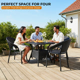 Outdoor Rattan Wicker 5-Piece Patio Furniture Set (Black)