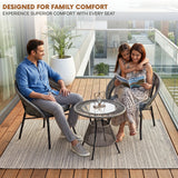 Outdoor Rope 3 Piece Patio Bistro Set (Grey & Dark Grey)