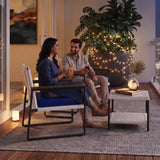 Outdoor 3-Piece Wicker Patio Set(White & Navy Blue)