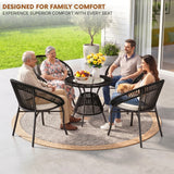 Outdoor 4-Seater Patio Rope Conversation Set (Black & Off-White)