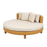 Outdoor All-Weather Rattan Wicker Round Daybed (Beige & Off-White)