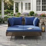 Luxury Outdoor Rattan Wicker Daybed with Canopy & Cushions