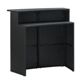 Outdoor Rattan Wicker Bar Table With a High-Top Design & Integrated Storage Shelf