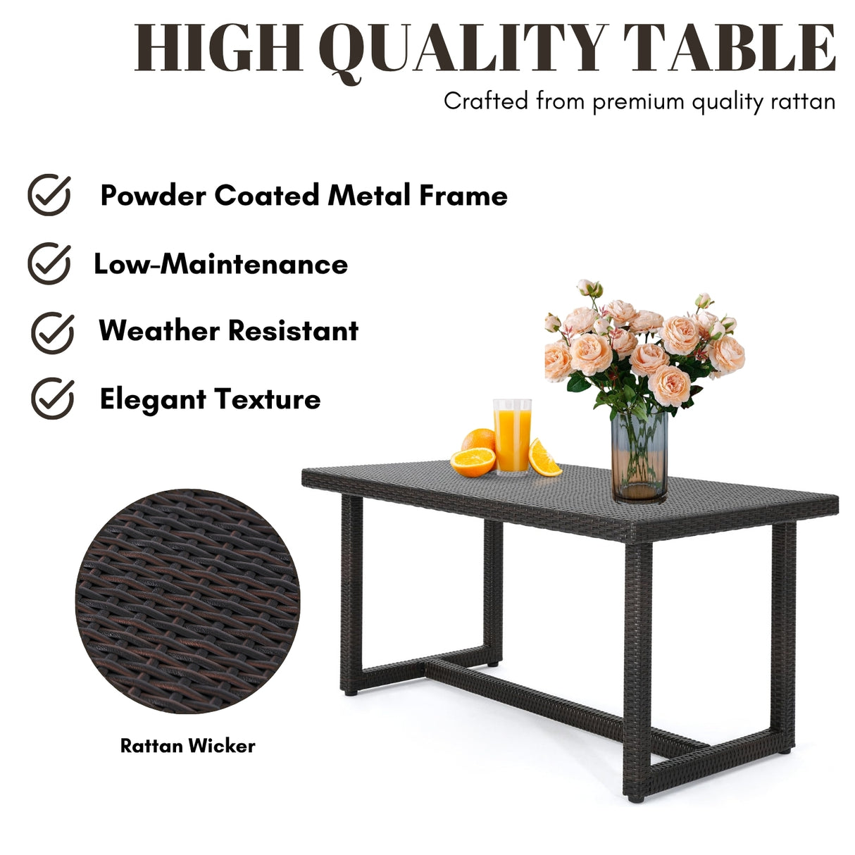 7-Piece Outdoor Rattan Wicker Dining Set