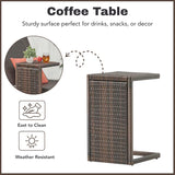 Outdoor Rattan Wicker Lounge Chairs Set of 2 with Matching Side Table