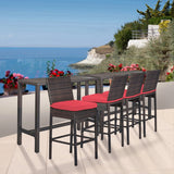 All-Weather Rattan Wicker Bar Set with High-Top Outdoor Table & Chairs