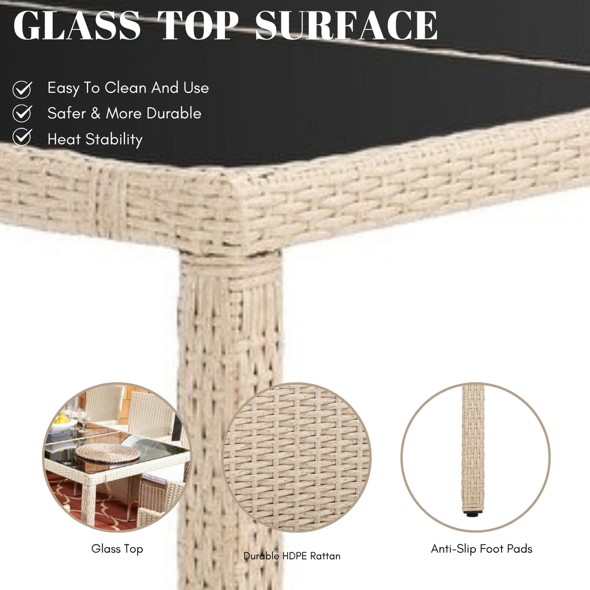 9-Piece Outdoor Rattan Wicker Dinning Table Set