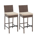 Outdoor Rattan Wicker Bar Chairs Set of 2