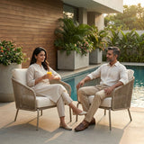 Outdoor Rope 2-Piece Sofa Chairs (Beige & Off-White)