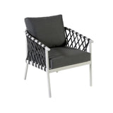 4-Piece Outdoor Rope Sofa Set With Glass Top Table (Grey)