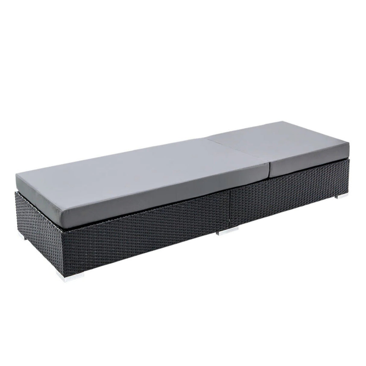 Outdoor All-Weather Rattan Wicker Lounger (Black & Grey)