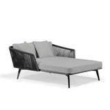 Outdoor Black Rope Patio Daybed with Comfortable Grey Cushion