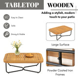 Outdoor 6-Piece Rope Woven Conversation Sofa Set with Wooden Top Table