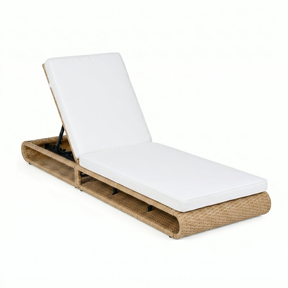 Outdoor Rattan Wicker Single Lounger Chair (Beige & Off-White)
