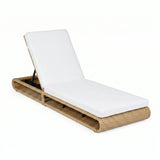 Outdoor Rattan Wicker Single Lounger Chair (Beige & Off-White)