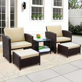 Outdoor 5 Piece Patio Wicker All Weather Sectional Furniture Set