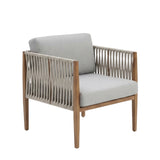 Outdoor Rope Sofa Set with Teak Wood Frames (Grey)