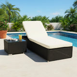 Outdoor Wicker Lounge Chair With Side Table