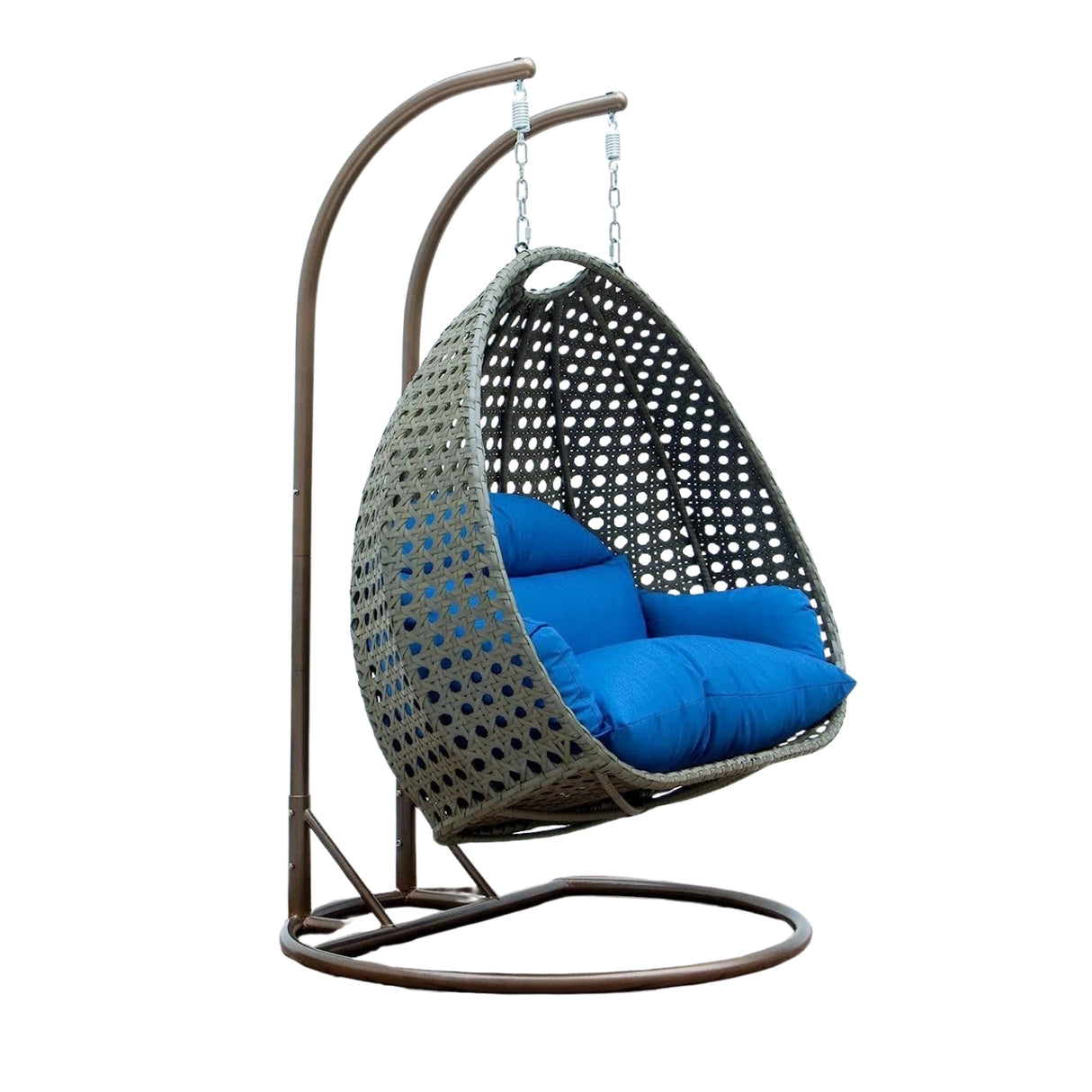 Double Seater Hanging Swing Chair (Dark Brown/Royal Blue)