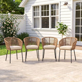 4-Piece Outdoor Rope Patio Dining Chairs