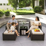 Outdoor Wicker 5-Piece Patio Sofa Set