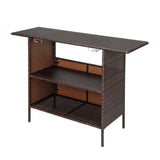 Outdoor Rattan Wicker Bar Table With Storage Selves