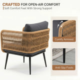 Outdoor Rope 4 Seater Conversation Furniture Set (Beige & Dark Grey)
