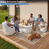 4-Seater Modern Design Outdoor Patio Furniture Set (White & Sky-blue)