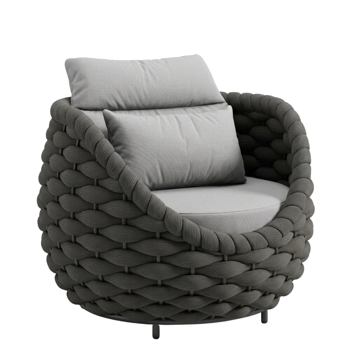 Outdoor Rope 5-Seater Sofa Set with Glass Top Center Table ( Blackish Grey & Grey)
