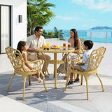Outdoor Cast Aluminum 5-Piece Patio Conversation Set (Beige)