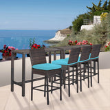All-Weather Rattan Wicker Bar Set with High-Top Outdoor Table & Chairs