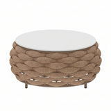 4 Piece Outdoor Rope Sofa Set (Beige & Cream)