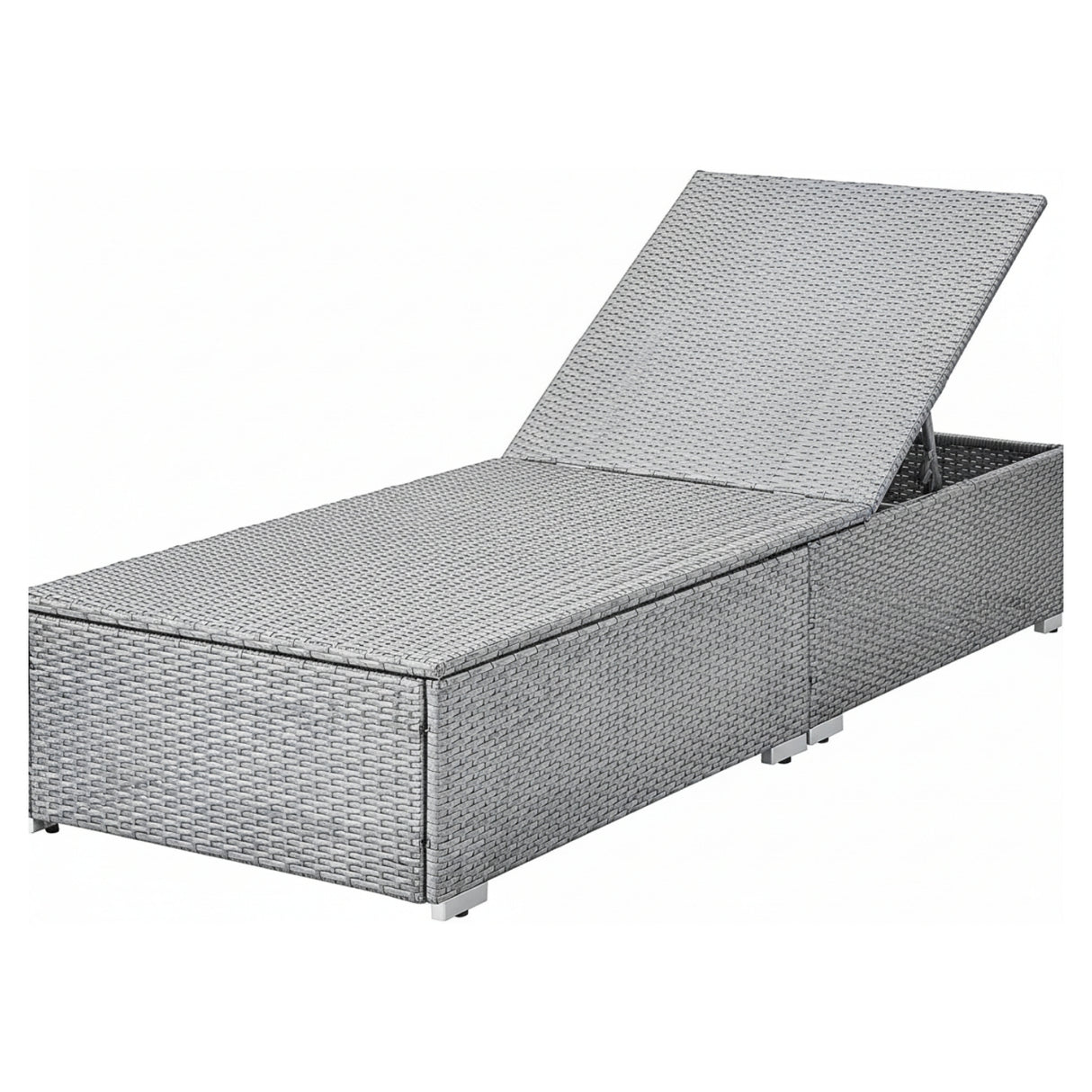 Outdoor All-Weather Rattan Wicker Lounger (Silver Grey & Grey)