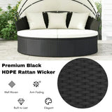 Outdoor Round Canopy Daybed Wicker Patio Furniture Set with Cushions