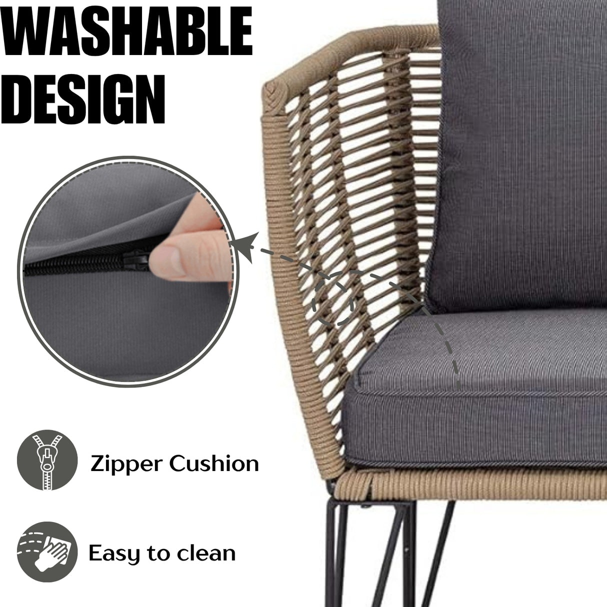 1-Piece Outdoor Rope Loveseat Sofa