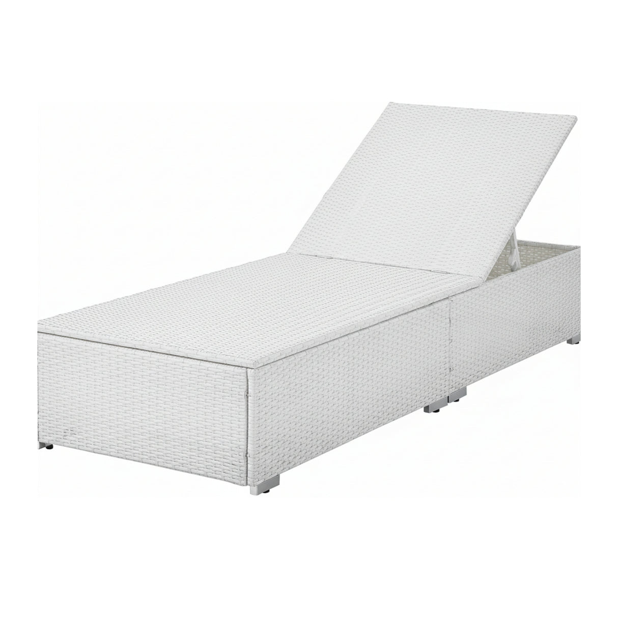 Outdoor All-Weather Rattan Wicker Lounger (White & Red)