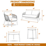 Outdoor 4 Seater Rope Conversation Sofa Set