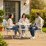 3-Seater Outdoor Cast Aluminum Bistro Set with Round Table (White)
