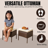 6 Piece Outdoor Patio Furniture Set (Dark Brown & Cream)