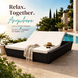 Outdoor Wicker Patio Double Seater Recliner Daybed