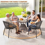 Outdoor 4-Seater Patio Rope Conversation Set (Grey & Dark Grey)