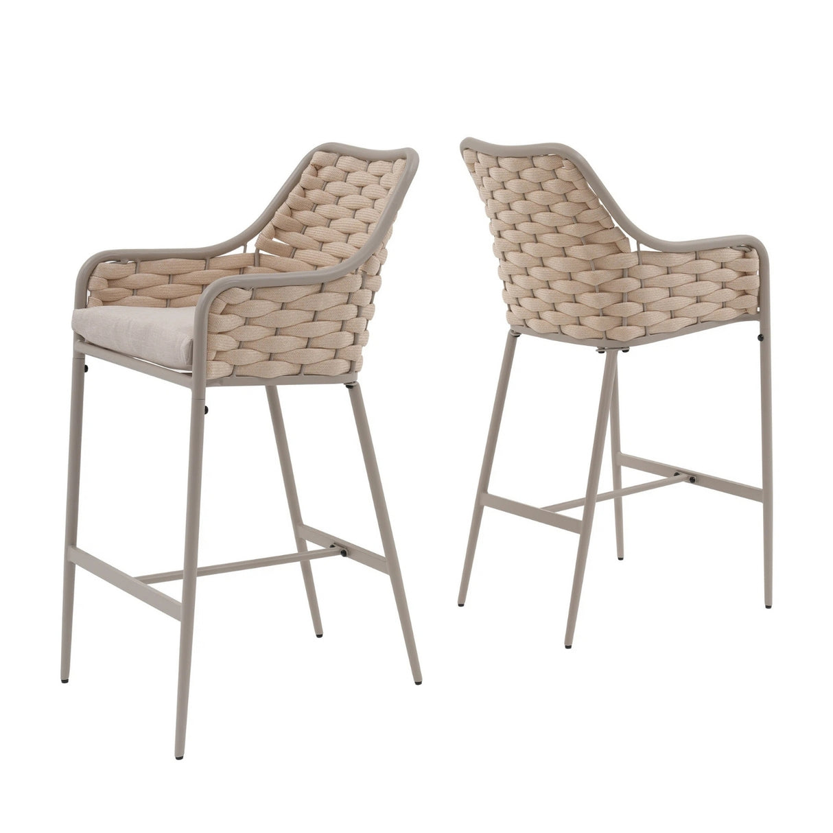 2-Piece Outdoor Rope Bar Chairs – Stylish Comfort Built to Last