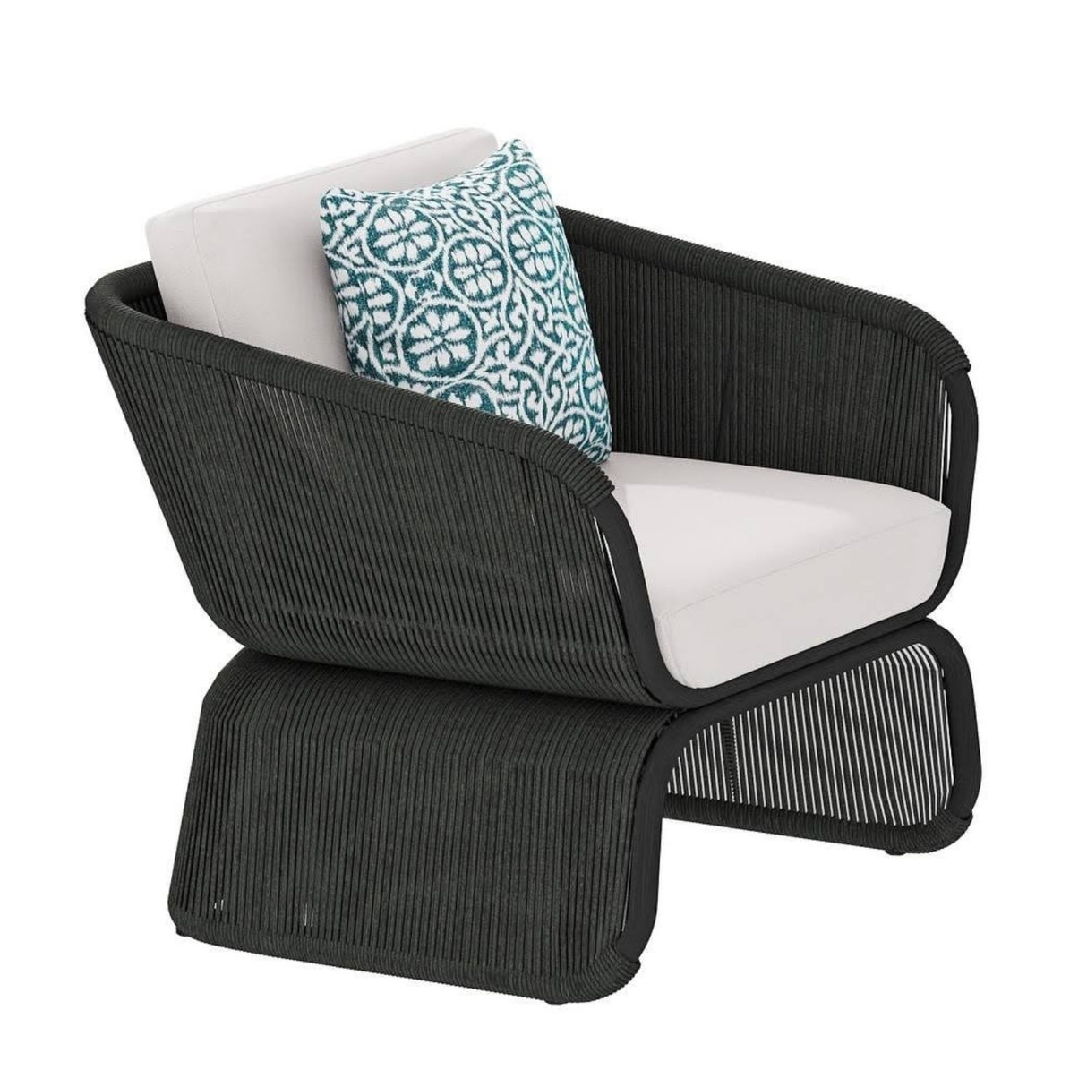 Outdoor Braided Rope Sofa Set With 2-Tier Glass Top Table